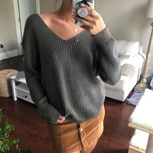 Forever 21 Twist Back Grey Sweater